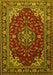 Machine Washable Medallion Yellow Traditional Rug, wshtr1567yw