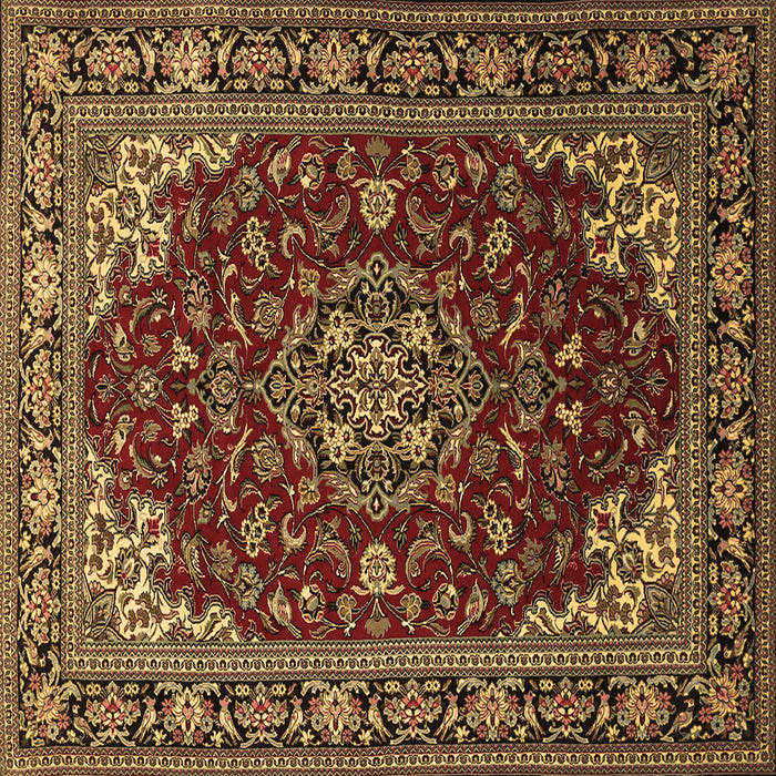 Square Machine Washable Medallion Brown Traditional Rug, wshtr1567brn