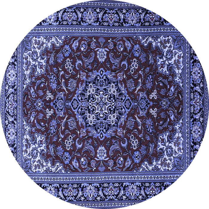 Round Medallion Blue Traditional Rug, tr1567blu