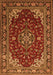 Serging Thickness of Machine Washable Medallion Orange Traditional Area Rugs, wshtr1567org