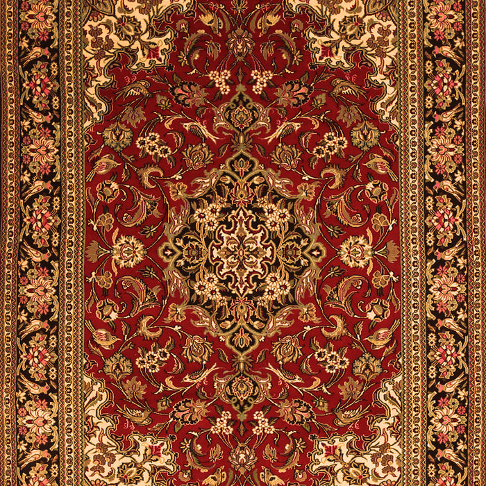 Serging Thickness of Machine Washable Medallion Orange Traditional Area Rugs, wshtr1567org