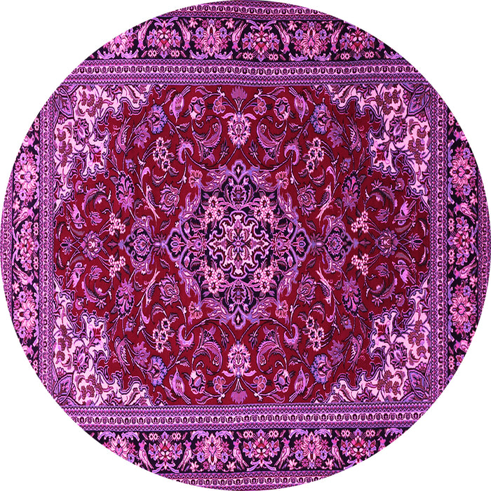 Round Medallion Pink Traditional Rug, tr1567pnk
