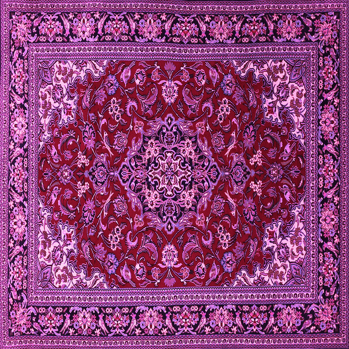 Square Machine Washable Medallion Pink Traditional Rug, wshtr1567pnk