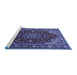 Sideview of Machine Washable Medallion Blue Traditional Rug, wshtr1567blu