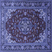 Square Medallion Blue Traditional Rug, tr1567blu