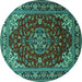 Round Medallion Turquoise Traditional Rug, tr1567turq