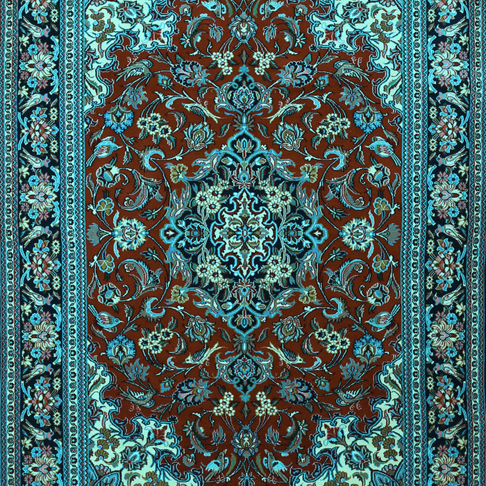 Machine Washable Medallion Light Blue Traditional Rug, wshtr1567lblu