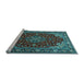 Sideview of Machine Washable Medallion Light Blue Traditional Rug, wshtr1567lblu