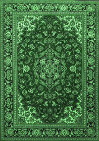 Medallion Emerald Green Traditional Rug, tr1567emgrn