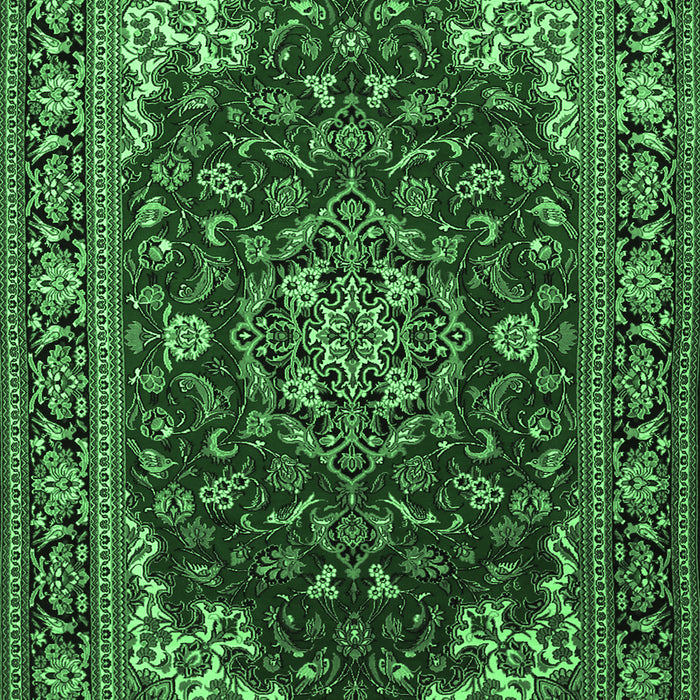 Medallion Emerald Green Traditional Rug, tr1567emgrn