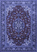 Machine Washable Medallion Blue Traditional Rug, wshtr1567blu