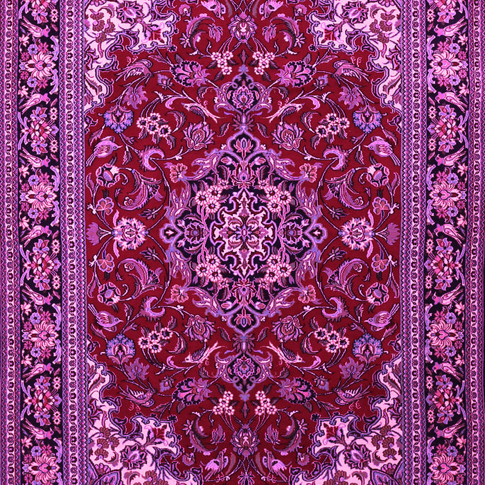 Machine Washable Medallion Pink Traditional Rug, wshtr1567pnk