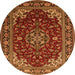 Machine Washable Medallion Orange Traditional Area Rugs, wshtr1567org