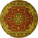 Round Medallion Yellow Traditional Rug, tr1567yw