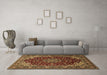 Machine Washable Medallion Brown Traditional Rug in a Living Room,, wshtr1567brn