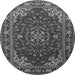 Machine Washable Medallion Gray Traditional Rug, wshtr1567gry