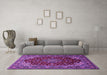 Machine Washable Medallion Purple Traditional Area Rugs in a Living Room, wshtr1567pur