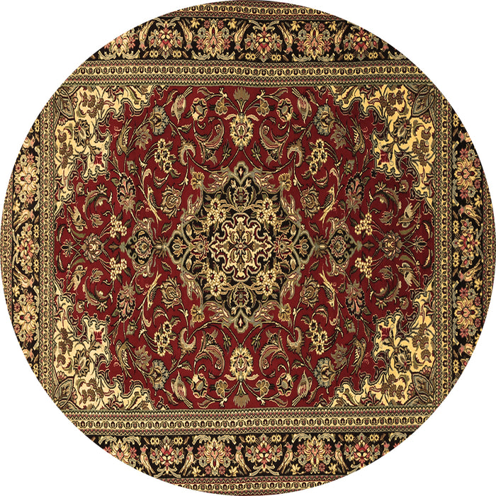 Round Medallion Brown Traditional Rug, tr1567brn