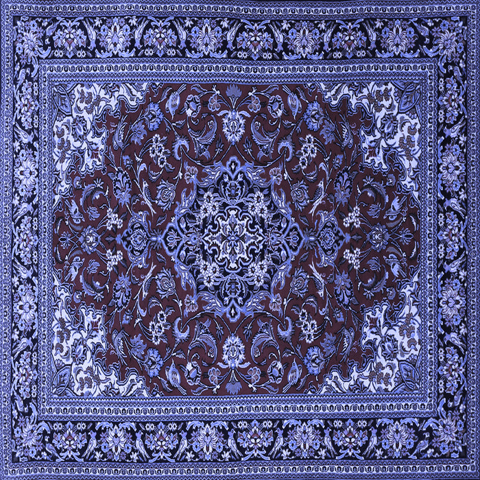 Square Machine Washable Medallion Blue Traditional Rug, wshtr1567blu