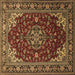 Square Medallion Brown Traditional Rug, tr1567brn