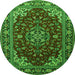 Machine Washable Medallion Green Traditional Area Rugs, wshtr1567grn