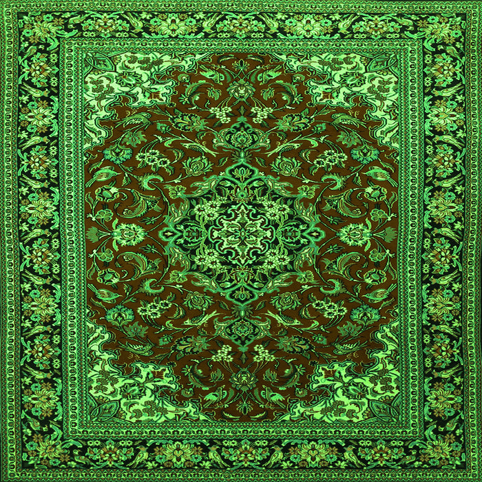 Serging Thickness of Medallion Green Traditional Rug, tr1567grn
