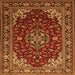 Serging Thickness of Medallion Orange Traditional Rug, tr1567org