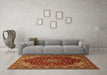 Machine Washable Medallion Orange Traditional Area Rugs in a Living Room, wshtr1567org