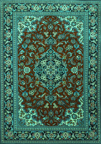 Medallion Turquoise Traditional Rug, tr1567turq