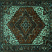 Square Machine Washable Persian Turquoise Traditional Area Rugs, wshtr1568turq