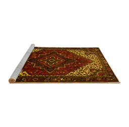 Sideview of Machine Washable Persian Yellow Traditional Rug, wshtr1568yw