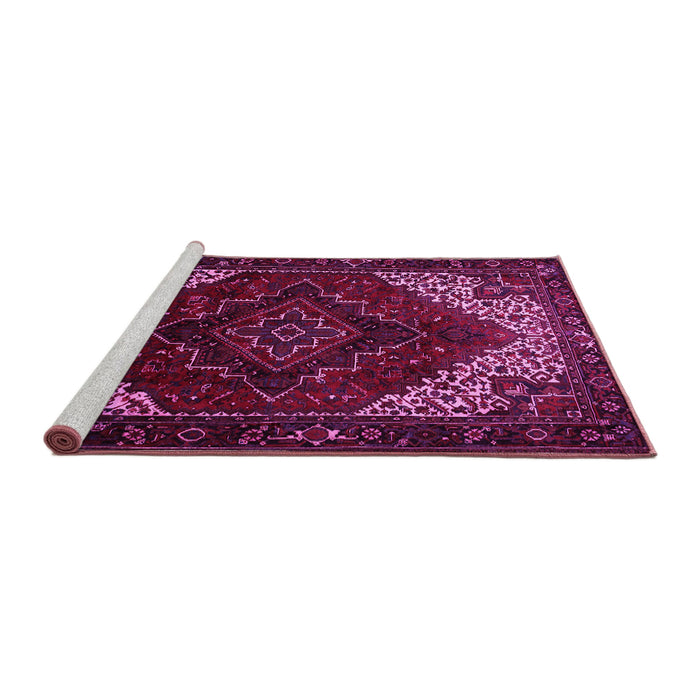 Sideview of Machine Washable Persian Pink Traditional Rug, wshtr1568pnk