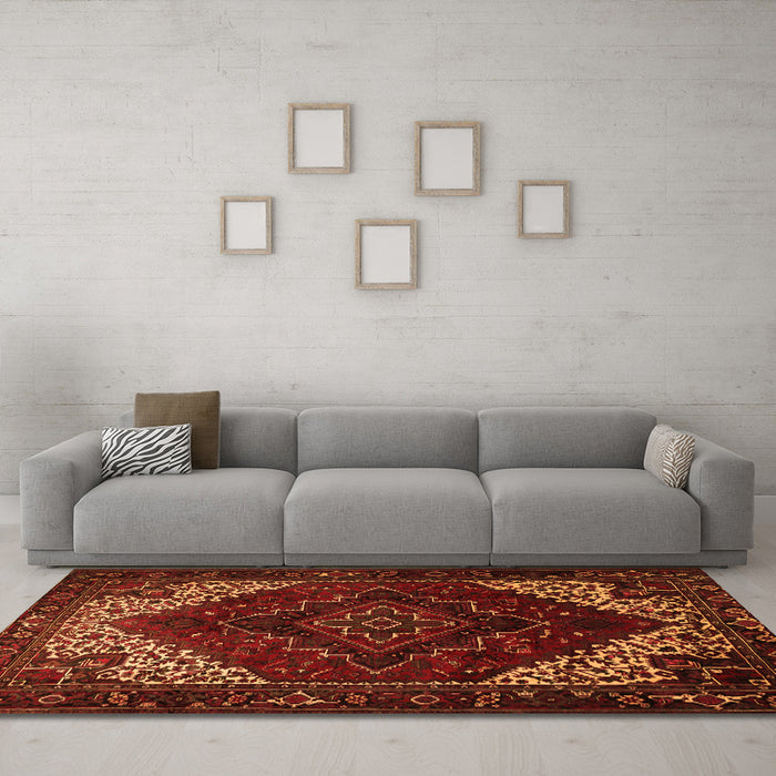 Machine Washable Persian Orange Traditional Area Rugs in a Living Room, wshtr1568org