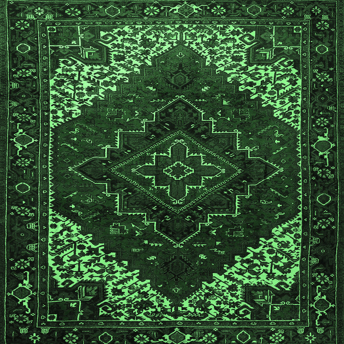 Square Persian Emerald Green Traditional Rug, tr1568emgrn