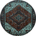 Round Persian Light Blue Traditional Rug, tr1568lblu