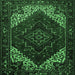 Square Machine Washable Persian Emerald Green Traditional Area Rugs, wshtr1568emgrn