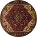 Round Machine Washable Persian Brown Traditional Rug, wshtr1568brn