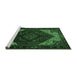 Sideview of Machine Washable Persian Emerald Green Traditional Area Rugs, wshtr1568emgrn