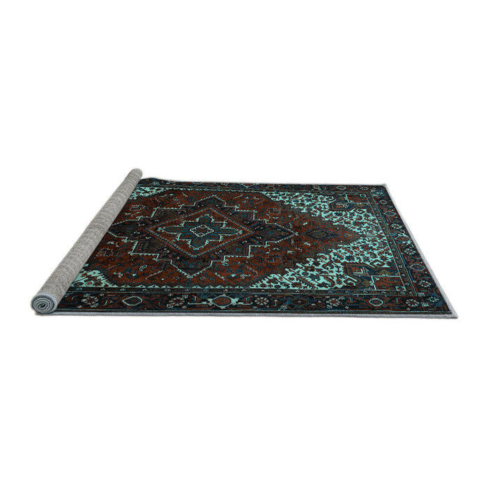 Sideview of Machine Washable Persian Light Blue Traditional Rug, wshtr1568lblu