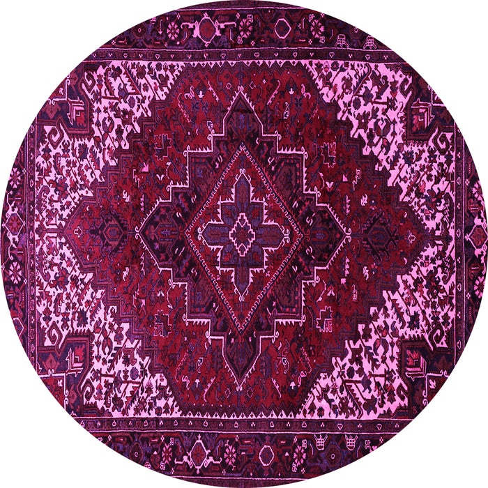 Round Machine Washable Persian Pink Traditional Rug, wshtr1568pnk