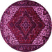 Round Machine Washable Persian Pink Traditional Rug, wshtr1568pnk