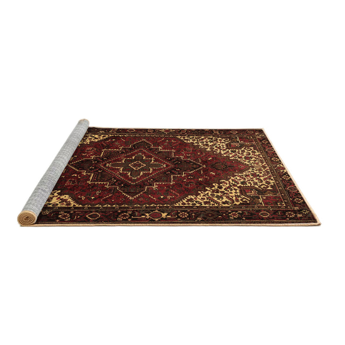 Sideview of Machine Washable Persian Brown Traditional Rug, wshtr1568brn