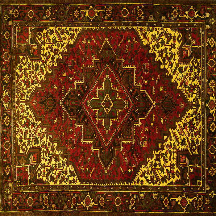 Square Machine Washable Persian Yellow Traditional Rug, wshtr1568yw