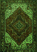 Serging Thickness of Machine Washable Persian Green Traditional Area Rugs, wshtr1568grn