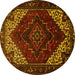 Round Persian Yellow Traditional Rug, tr1568yw