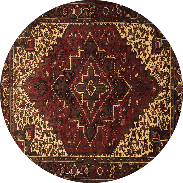 Round Persian Brown Traditional Rug, tr1568brn