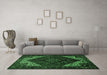 Machine Washable Persian Emerald Green Traditional Area Rugs in a Living Room,, wshtr1568emgrn