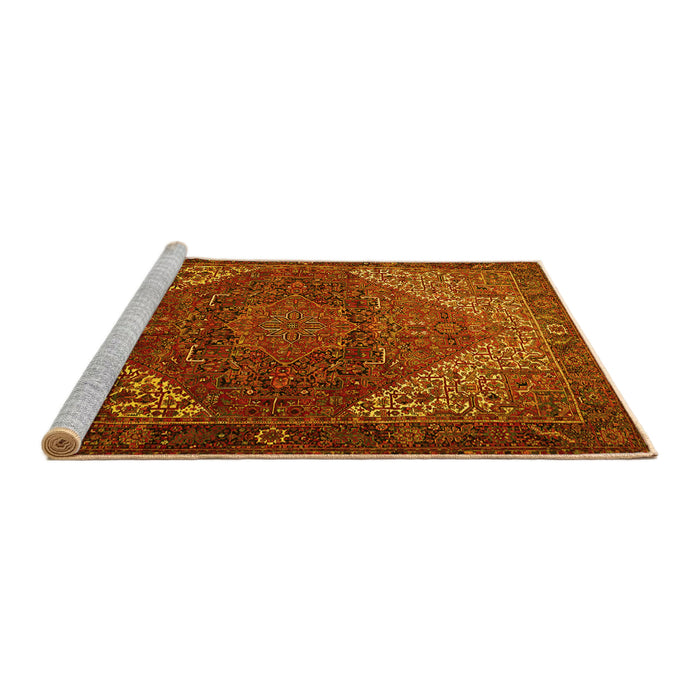 Sideview of Machine Washable Persian Yellow Traditional Rug, wshtr1569yw