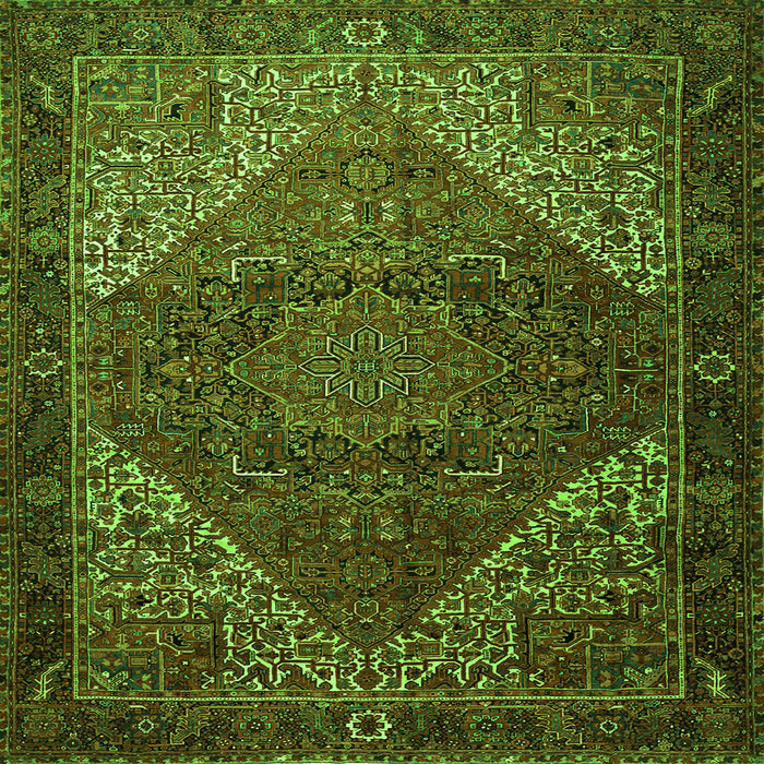 Round Machine Washable Persian Green Traditional Area Rugs, wshtr1569grn