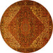 Round Persian Yellow Traditional Rug, tr1569yw